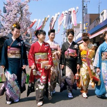 Japanreisen, Münchina, Kimono, Kirschblüten, Frühjahr